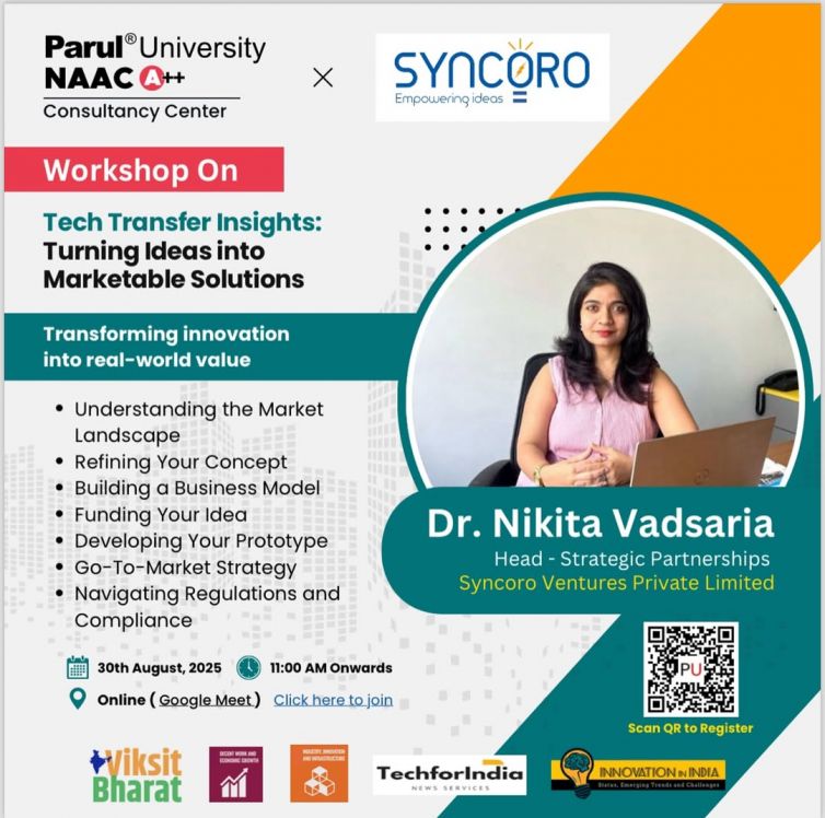 Parul University x Syncoro VenturesJoin us for an exclusive online session on“IP to Impact- How